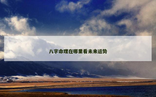 八字命理在哪里看未来运势