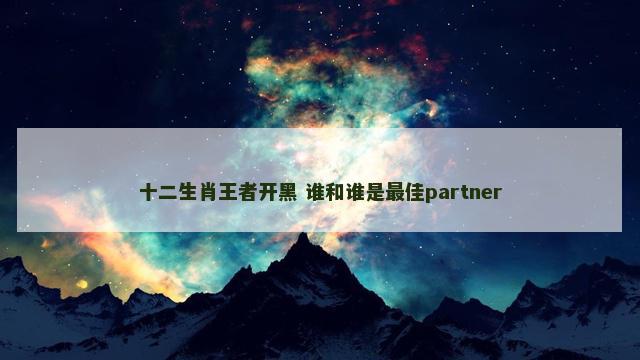 十二生肖王者开黑 谁和谁是最佳partner