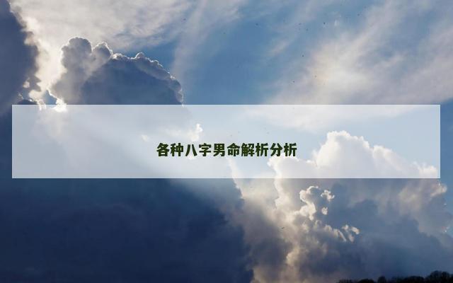 各种八字男命解析分析