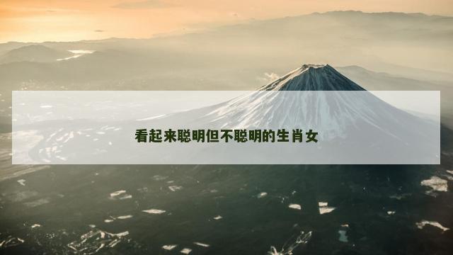 看起来聪明但不聪明的生肖女