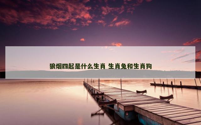 狼烟四起是什么生肖 生肖兔和生肖狗