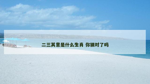 二三其意是什么生肖 你猜对了吗