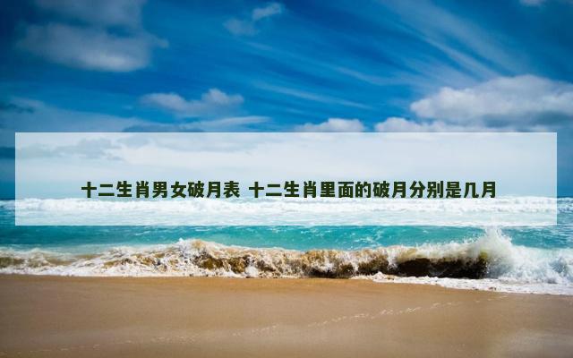 十二生肖男女破月表 十二生肖里面的破月分别是几月