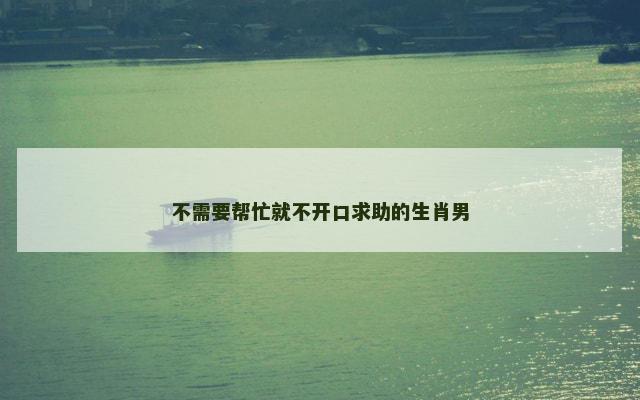 不需要帮忙就不开口求助的生肖男