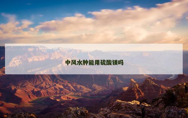 中风水肿能用硫酸镁吗