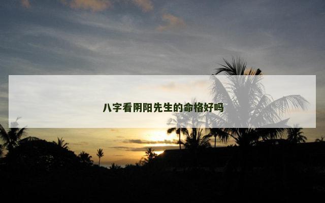八字看阴阳先生的命格好吗