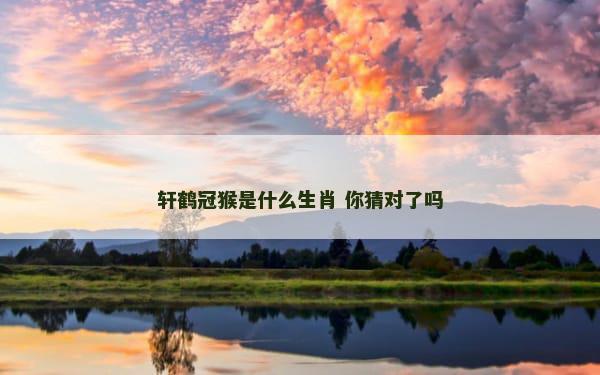 轩鹤冠猴是什么生肖 你猜对了吗