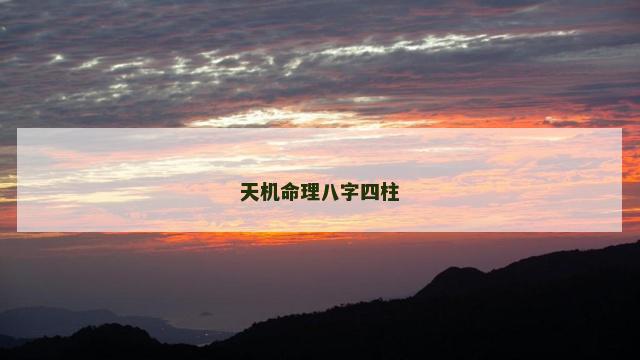 天机命理八字四柱