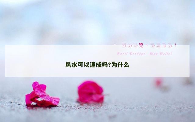 风水可以速成吗?为什么