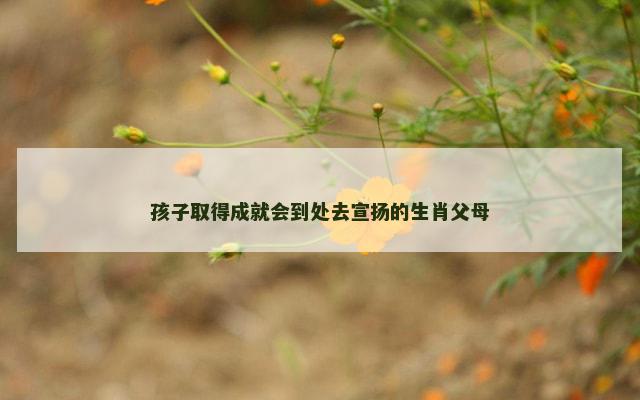 孩子取得成就会到处去宣扬的生肖父母