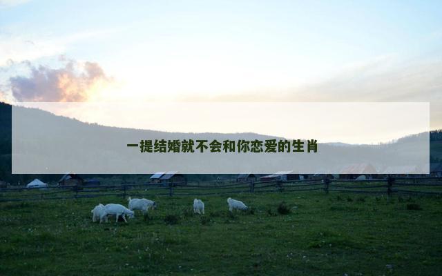 一提结婚就不会和你恋爱的生肖