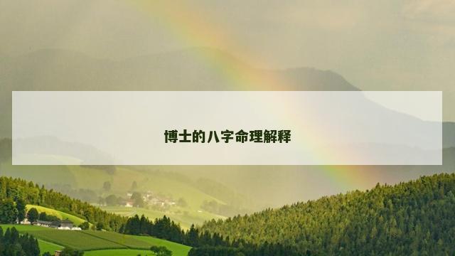 博士的八字命理解释
