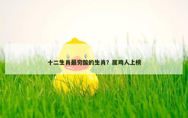 十二生肖最穷酸的生肖？属鸡人上榜