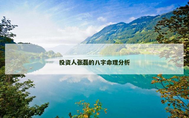 投资人张磊的八字命理分析