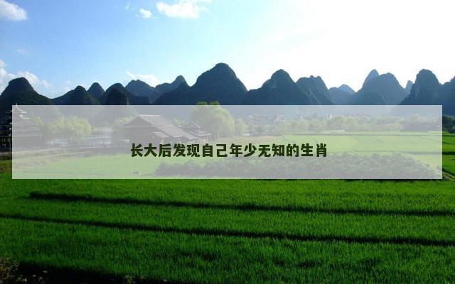 长大后发现自己年少无知的生肖