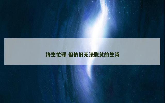 终生忙碌 但依旧无法脱贫的生肖