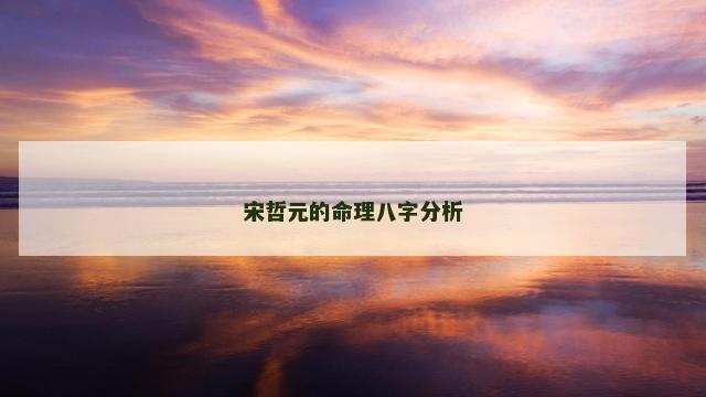 宋哲元的命理八字分析