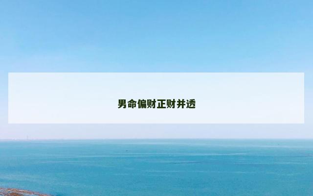 男命偏财正财并透