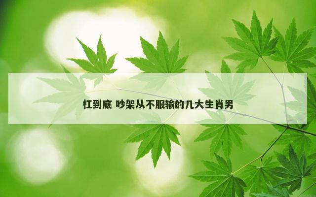 杠到底 吵架从不服输的几大生肖男