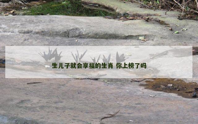 生儿子就会享福的生肖 你上榜了吗