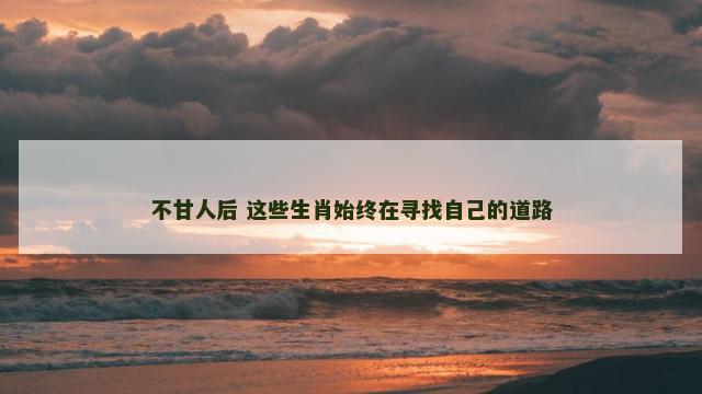 不甘人后 这些生肖始终在寻找自己的道路