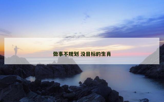 做事不规划 没目标的生肖