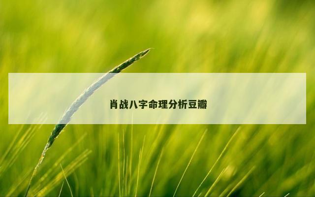 肖战八字命理分析豆瓣