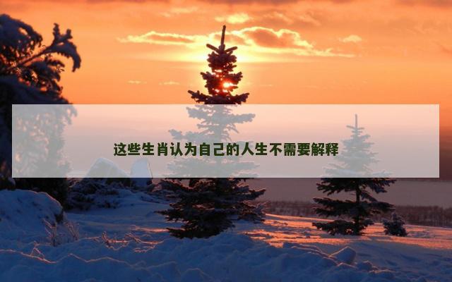 这些生肖认为自己的人生不需要解释