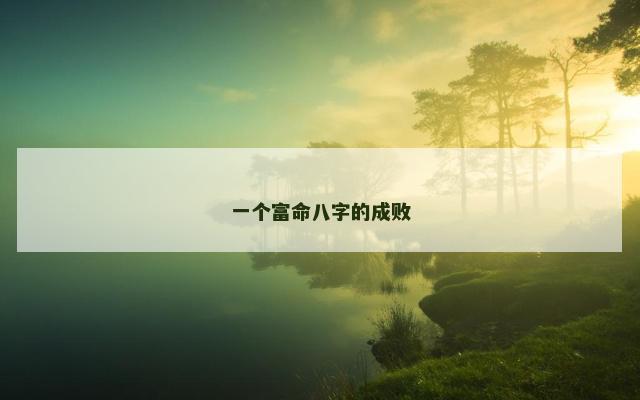 一个富命八字的成败