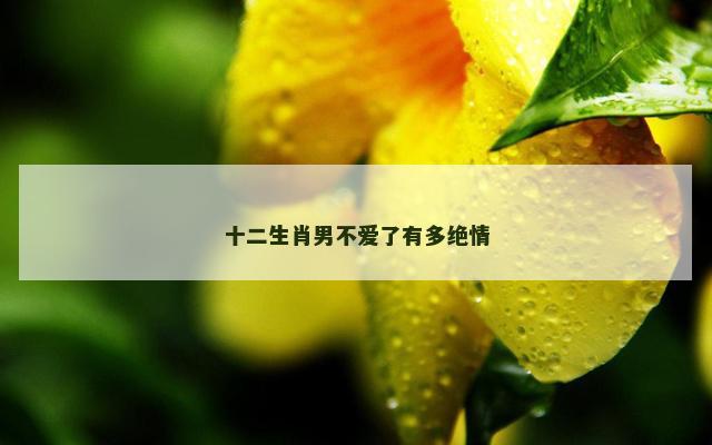 十二生肖男不爱了有多绝情 十二生肖男不爱了有多绝情