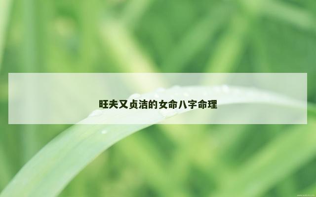 旺夫又贞洁的女命八字命理