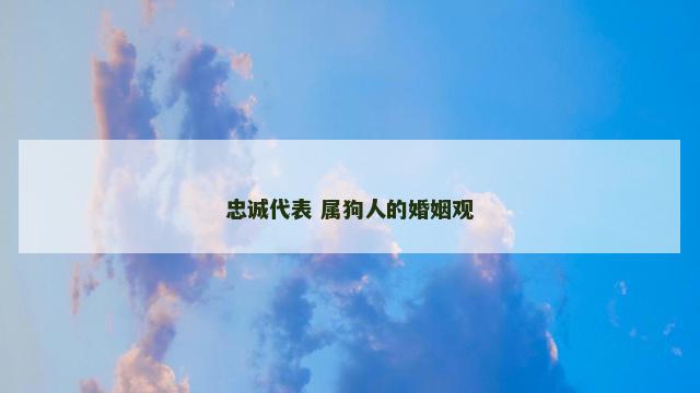 忠诚代表 属狗人的婚姻观