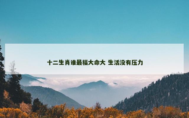十二生肖谁最福大命大 生活没有压力