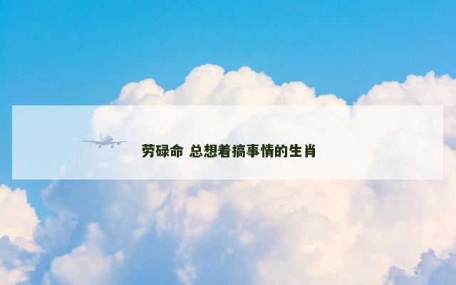 劳碌命 总想着搞事情的生肖