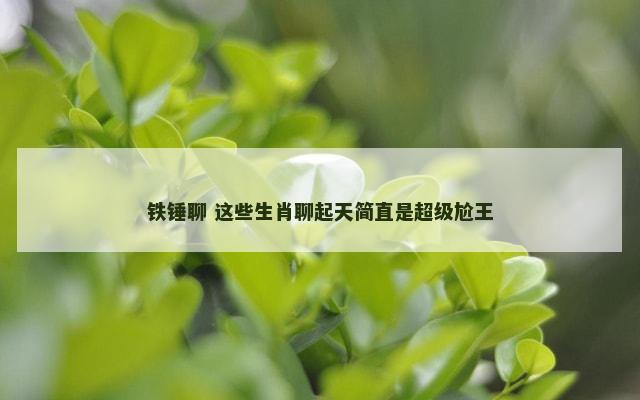 铁锤聊 这些生肖聊起天简直是超级尬王 铁锤聊 这些生肖聊起天简直是超级尬王