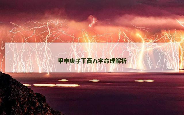 甲申庚子丁酉八字命理解析