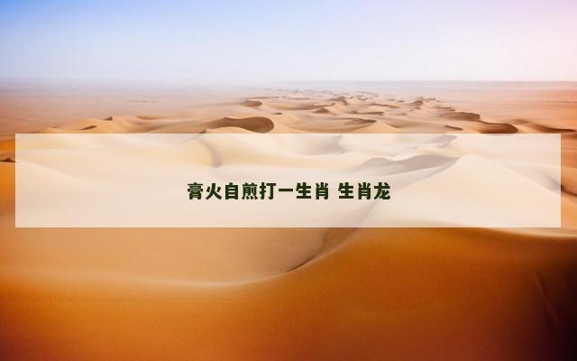 膏火自煎打一生肖 生肖龙