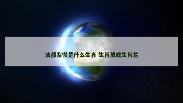 清都紫微是什么生肖 生肖鼠或生肖龙