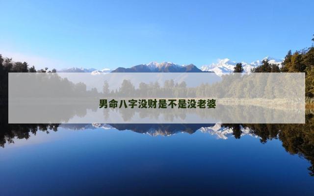 男命八字没财是不是没老婆