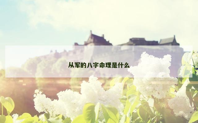 从军的八字命理是什么