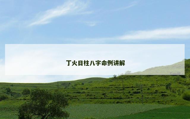 丁火日柱八字命例讲解