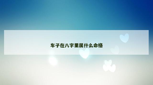 车子在八字里属什么命格
