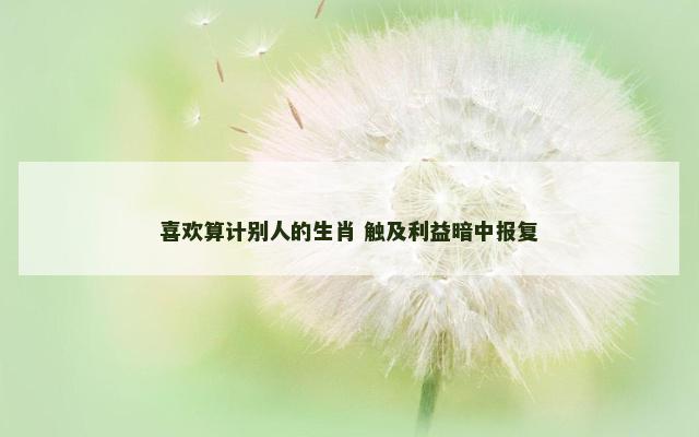 喜欢算计别人的生肖 触及利益暗中报复