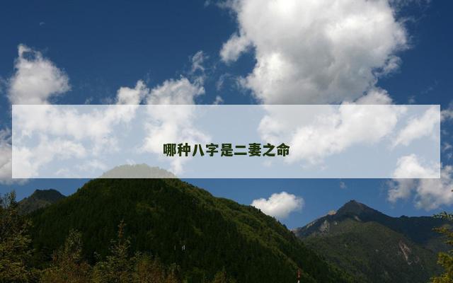 哪种八字是二妻之命