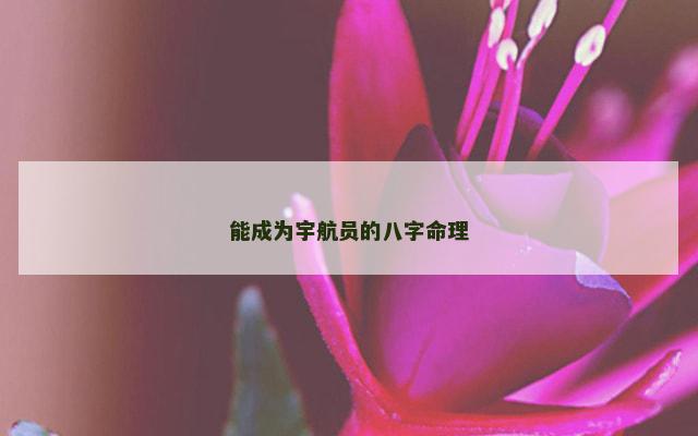 能成为宇航员的八字命理