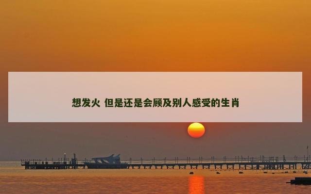 想发火 但是还是会顾及别人感受的生肖