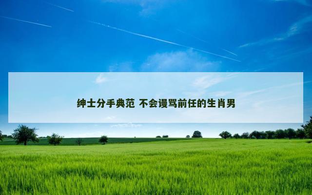 绅士分手典范 不会谩骂前任的生肖男