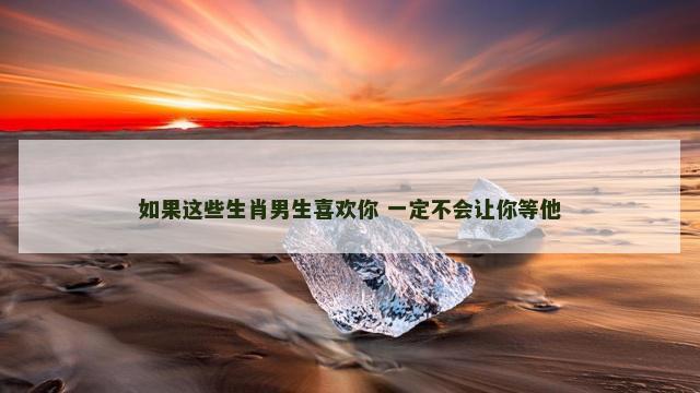 如果这些生肖男生喜欢你 一定不会让你等他