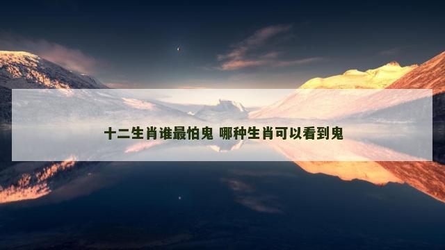 十二生肖谁最怕鬼 哪种生肖可以看到鬼