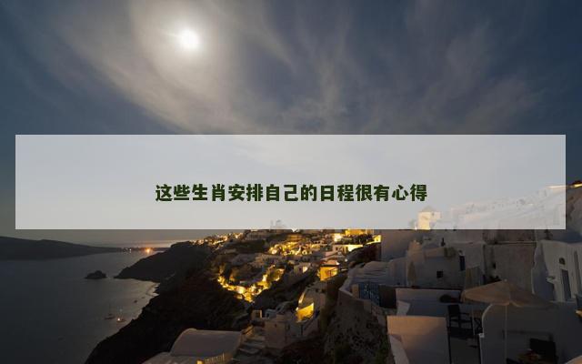 这些生肖安排自己的日程很有心得